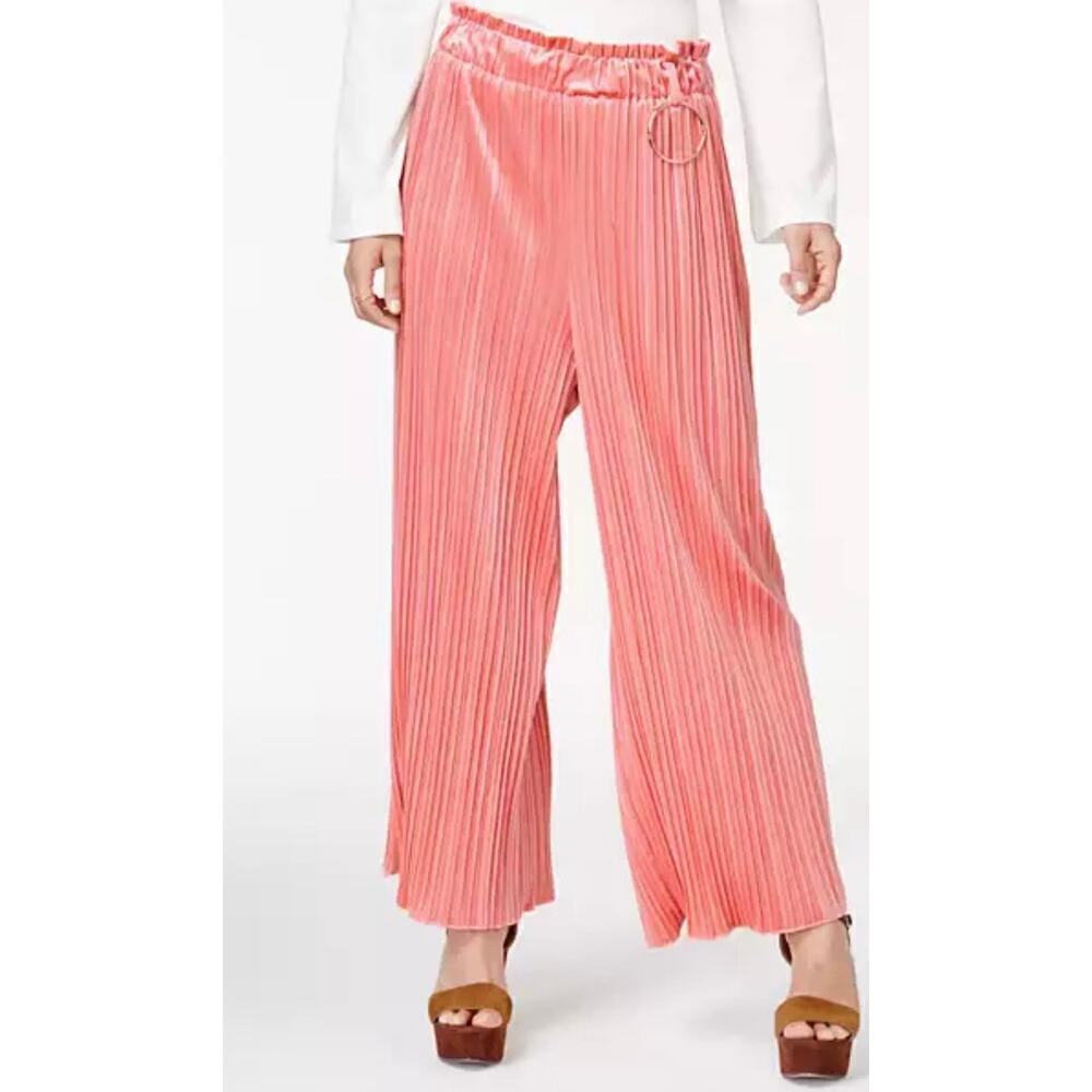 Anthropologie Endless Rose Womens Pleated Velvet Casual Wide Leg Pants, …